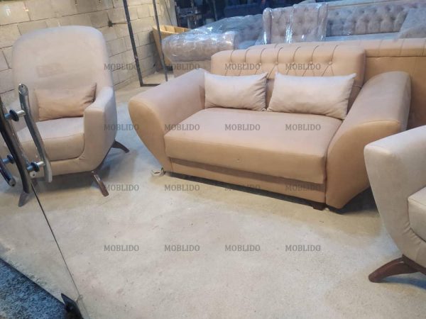 مبل ۷ نفره پارچه و پایه ها نو(تعویض شده)