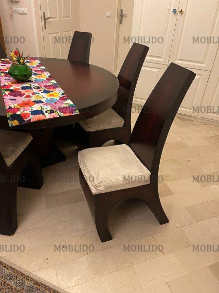 میز نهار خوری ۶ نفره گرد تمام چوب با کیفیت عالی
