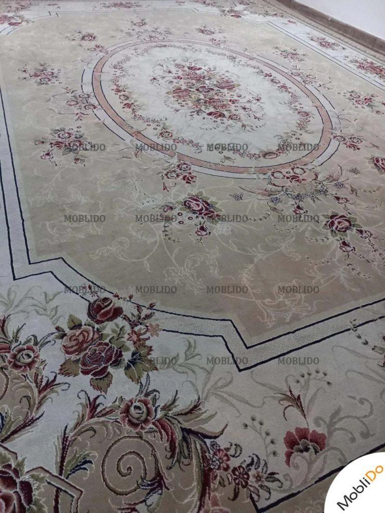 فرش ماشینی ۱۲ متری زمینه کرم