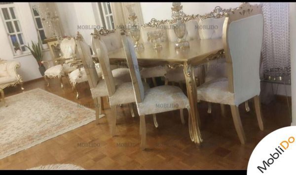 مبل استیل نئوکلاسیک۷ نفره، میز ناهار خوری