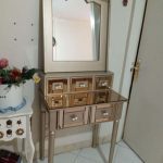 میز آرایش و آیینه چوبی شیشه ای