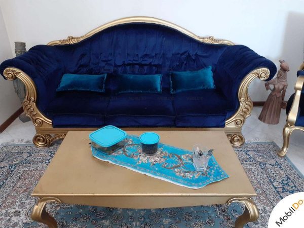 مبل کلاسیک میز نهار خوری ۸ نفره آبی