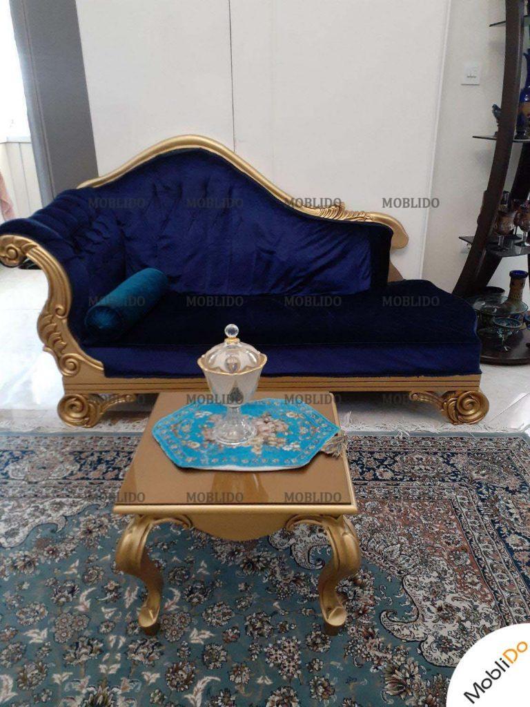 مبل کلاسیک میز نهار خوری ۸ نفره آبی