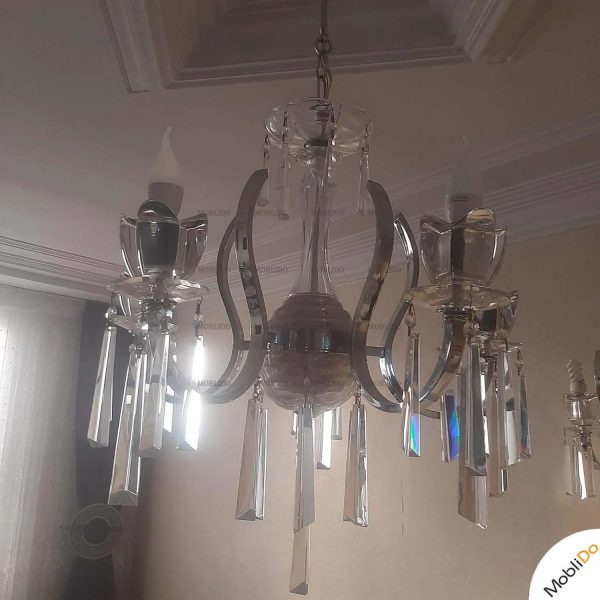 لوستر کریستال با بدنه استیل