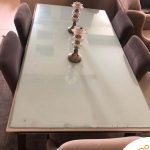 میز نهار خوری صورتی پاستیلی