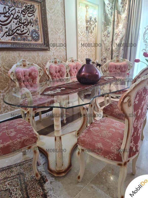 میز ناهار خوری استیل کلاسیک چوب راش