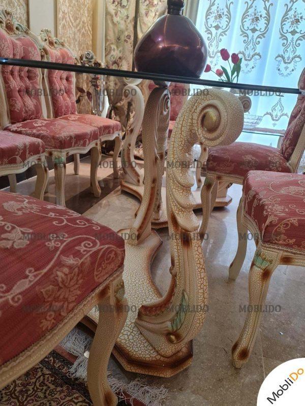 میز ناهار خوری استیل کلاسیک چوب راش