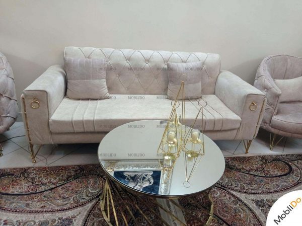 مبلمان کلاسیک پایه استیل همراه با میز ناهار خوری