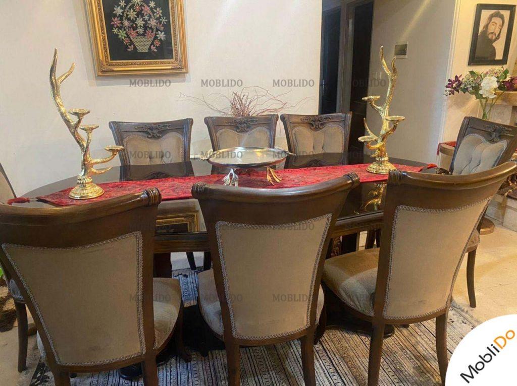 میز ناهار خوری ۸ نفره چوبی کلاسیک