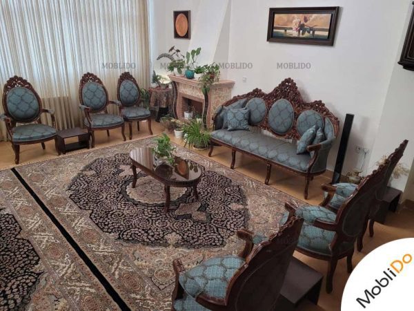 مبلمان کلاسیک تمیزطرح برجسته و زربافت مبل