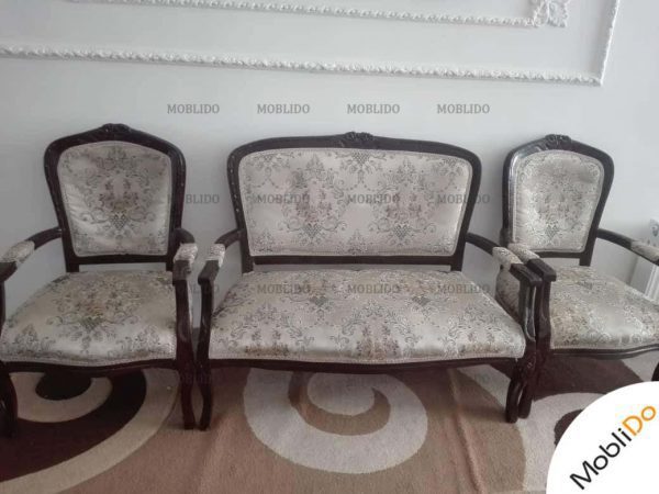 مبل  استیل کلاسیک با پارچه سفید سبک