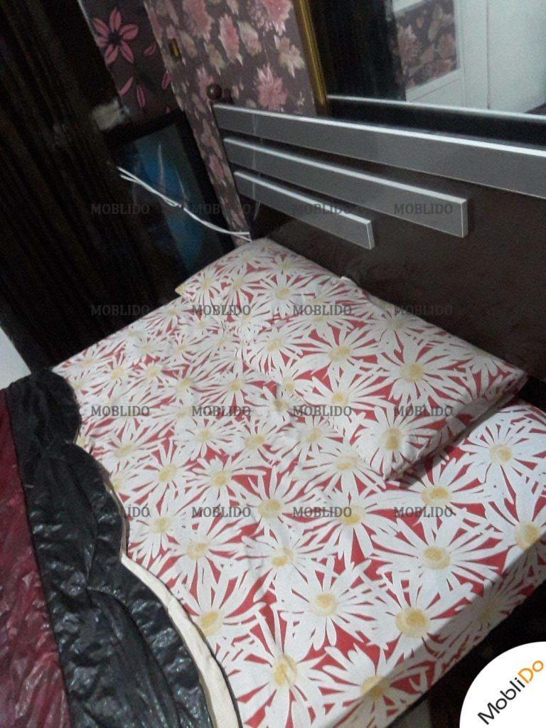 تختخواب دونفره با تشک با چوب تیره