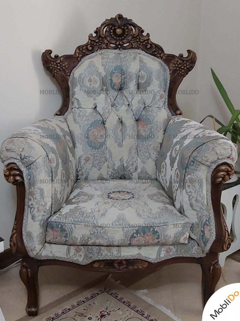 مبلمان استیل کلاسیک ۷ نفره با ۲ صندلی میزبان