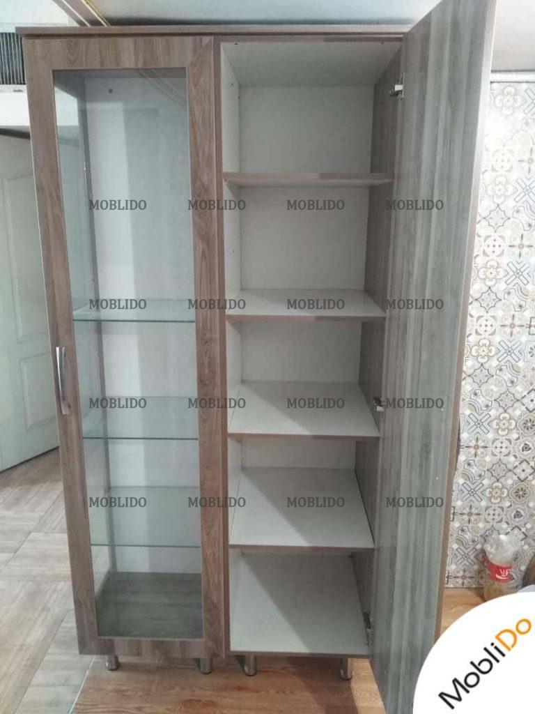 کمد mdf طبقه ای همراه ویترین