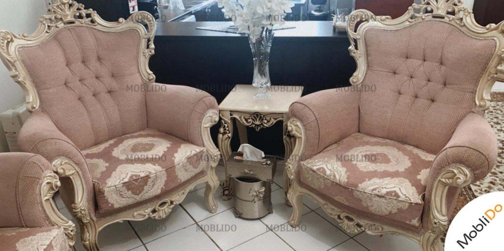 مبل استیل ۹ نفره طلا کوب سالم