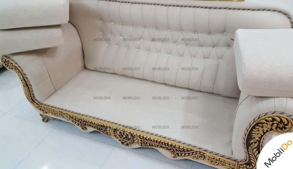 مبل شزلون تمام چوب ورق طلا