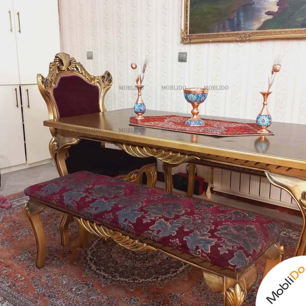 مبل استیل۷نفره با غذاخوری ۶ نفره باجلومبلی و ۲عسلی