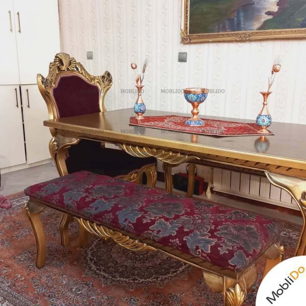 مبل استیل۷نفره با غذاخوری ۶ نفره باجلومبلی و ۲عسلی