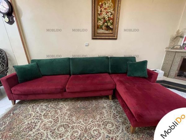 مبل راحتی ال قرمز مخملی