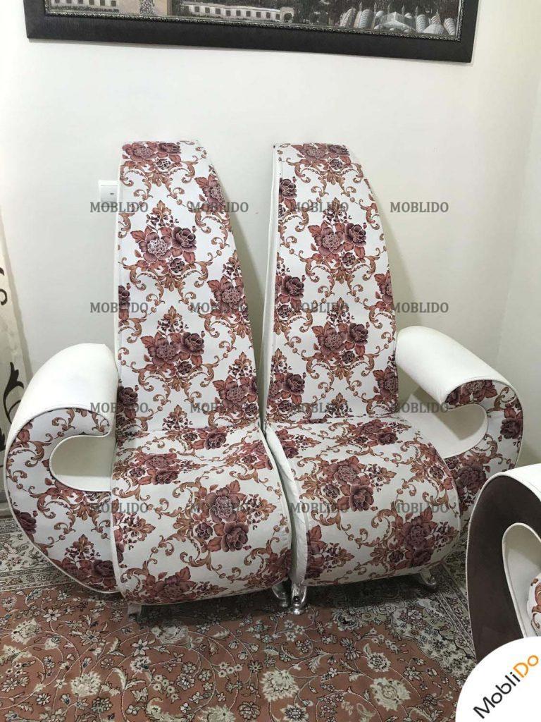 مبل راحتی سفید مشکی با طرحی ساده و شیک