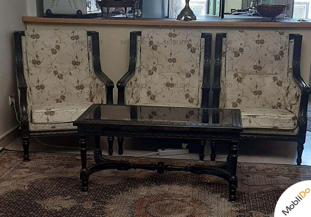 مبل استیل راحتی منبت شده چوب راش درحدنو