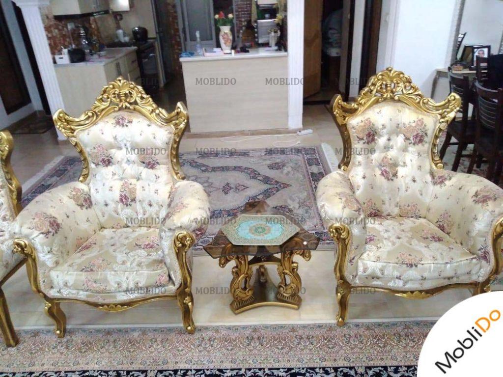 مبل سلطنتی تمام چوب راش ۹ نفره