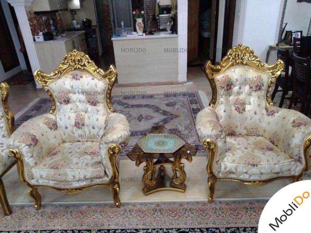 مبل سلطنتی تمام چوب راش ۹ نفره