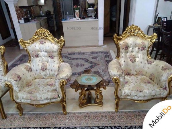 مبل سلطنتی تمام چوب راش ۹ نفره