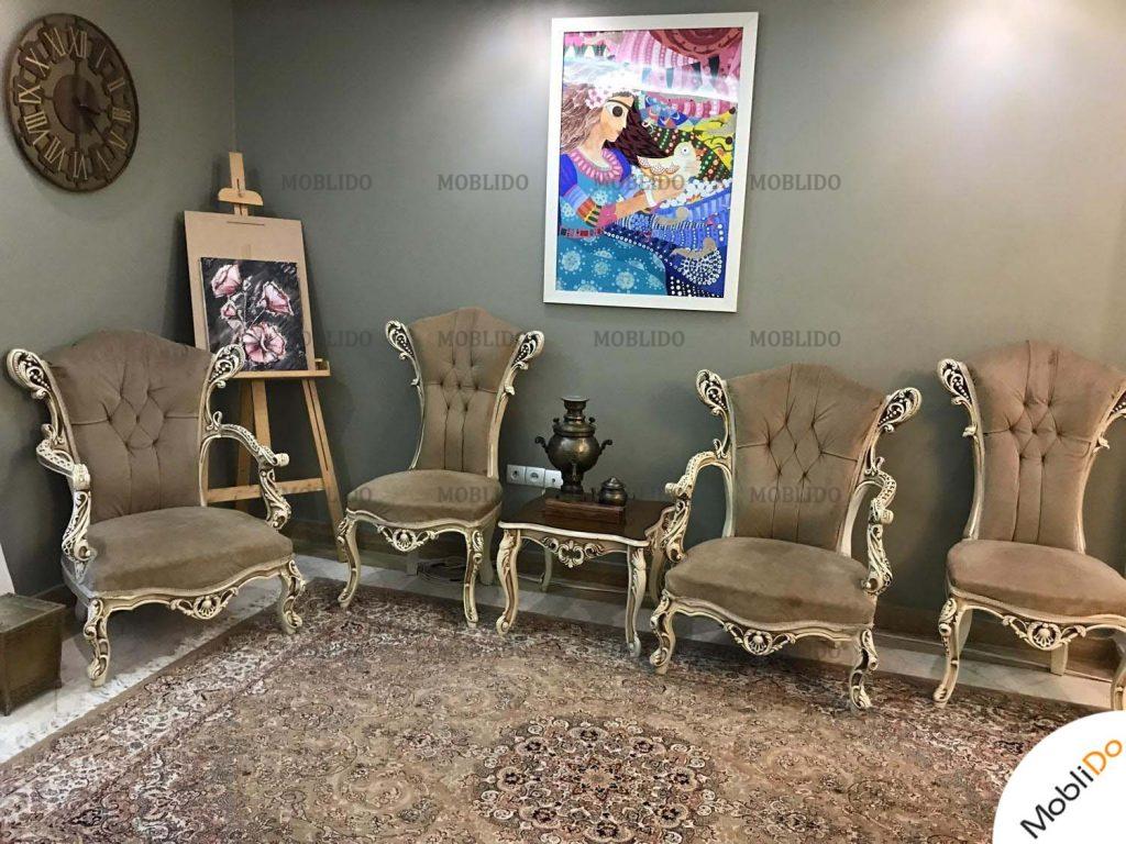 مبل کلاسیک ٩ نفره راش و ناهار خوری در حد