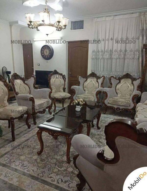 مبل استیل ۹ نفره به همراه بوفه و میز وسط و عسلی