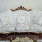 راحتی استیل سلطنتی مبل سفید با چوب طلایی