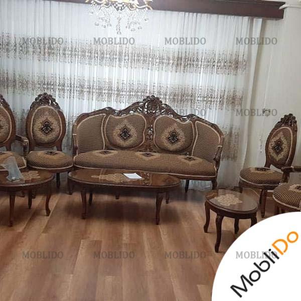 مبل چوبی استیل ۹ نفره مدل فرحی