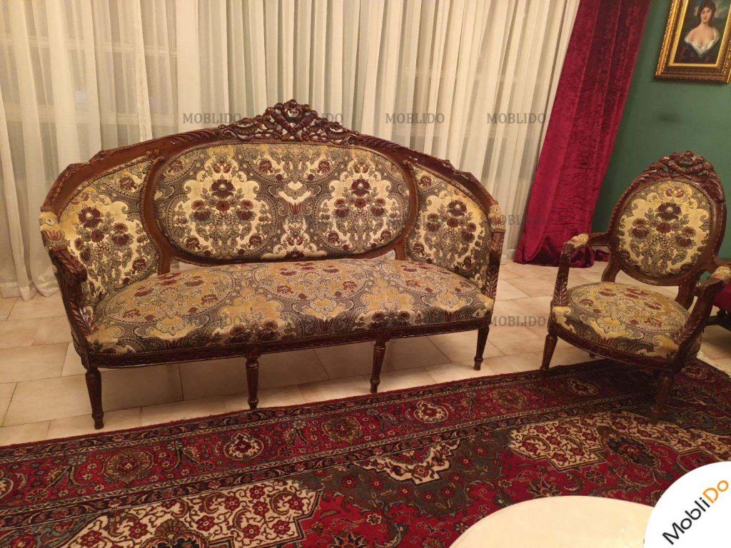 مبل استیل کلاسیک فرحی با چوب گردو