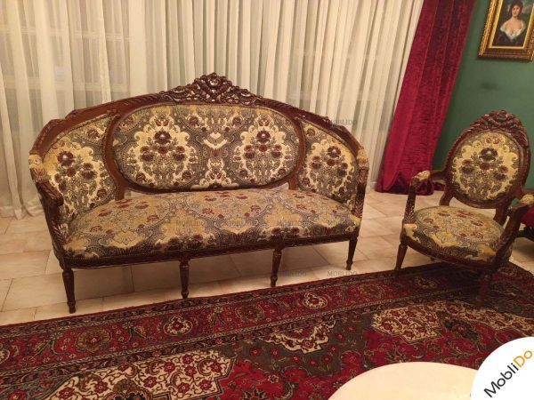 مبل استیل کلاسیک فرحی با چوب گردو