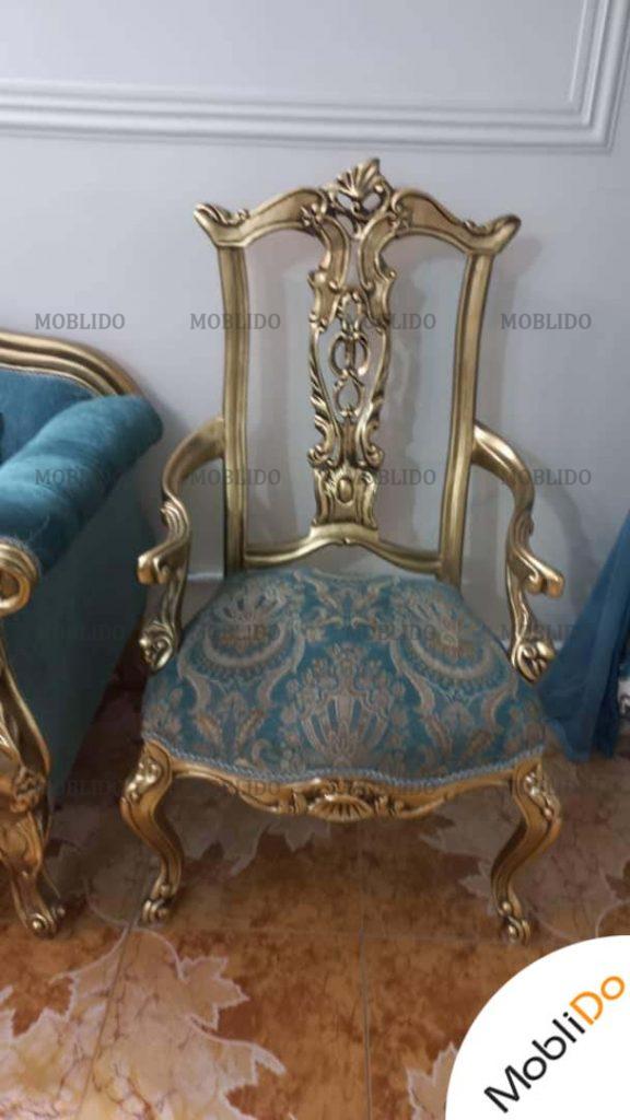 مبل استیل روکش ورق طلا با میز ناهار خوری