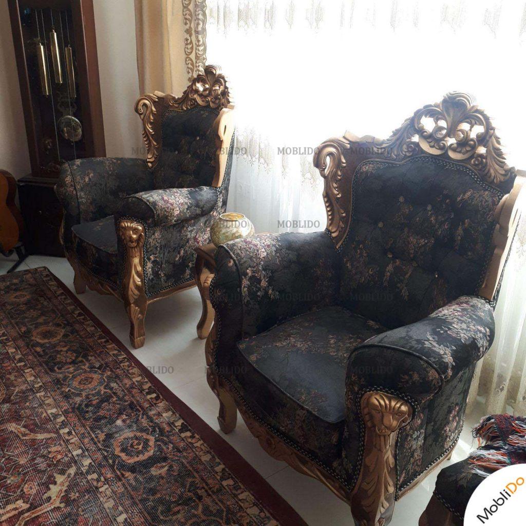 مبل استیل ۹ نفره چوب گردو