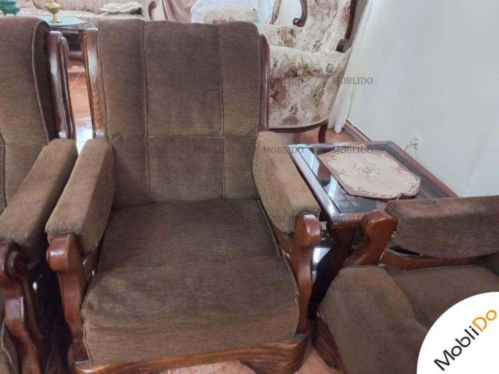 مبل راحتی نه نفره چوب روسی