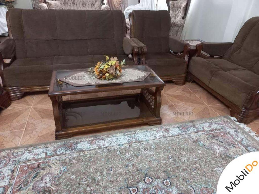 مبل راحتی نه نفره چوب روسی