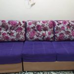 مبل راحتی طرح ال ۸ نفره همراه با ۴ تا عسلی و روکش پارچه ای