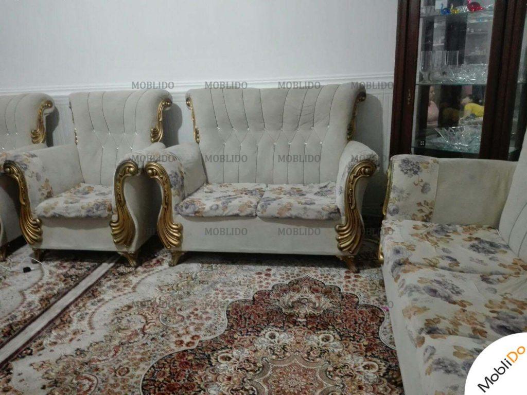 مبل راحتی ۷نفره کرم رنگ زیبا