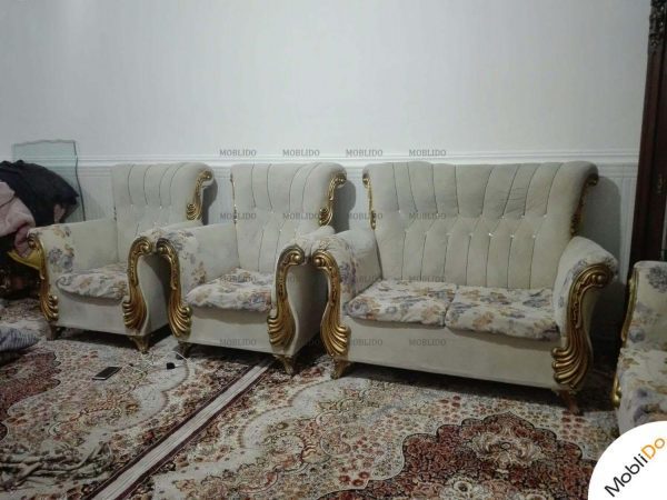 مبل راحتی ۷نفره کرم رنگ زیبا