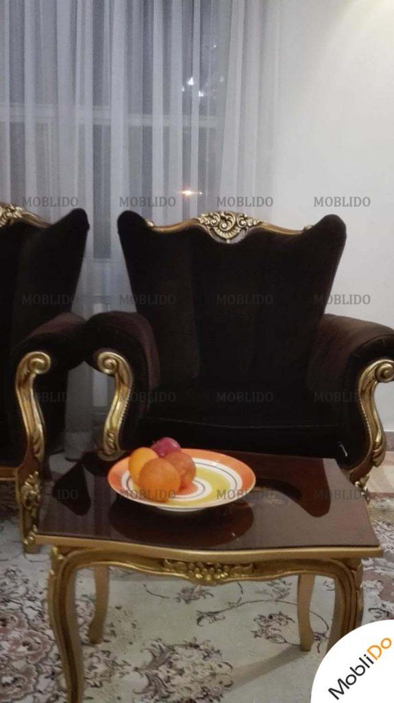 مبلمان استیل با جلو مبلی و عسلی