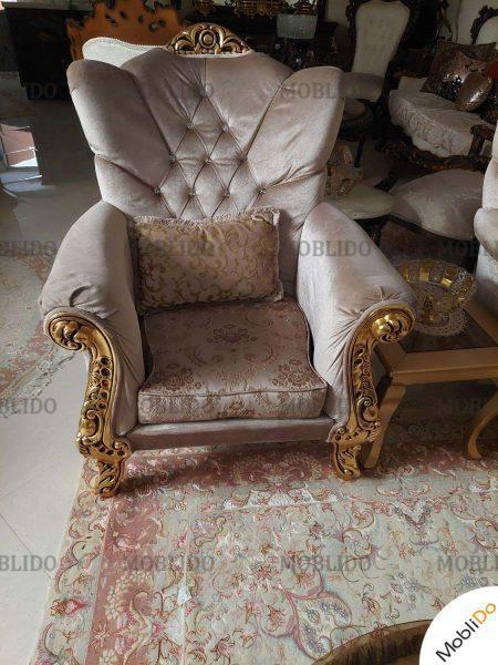 یک دست مبلمان ۷نفره استیل با چوب راش