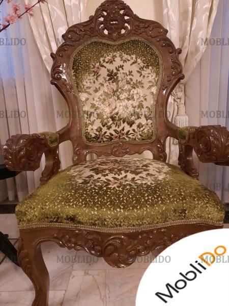 مبلمان استیل آنتیک ۹ نفره با چوب گردو