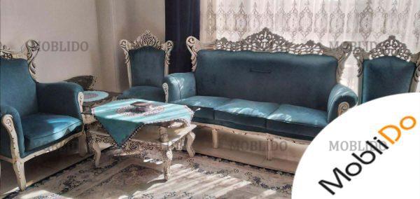 مبلمان ۹ نفره و جلو مبلی و دو عدد عسلی