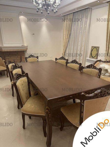 مبلمان ۹ نفره چوبی با میز ناهارخوری