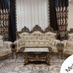 مبل ۹ نفره ورق طلا چوب راش